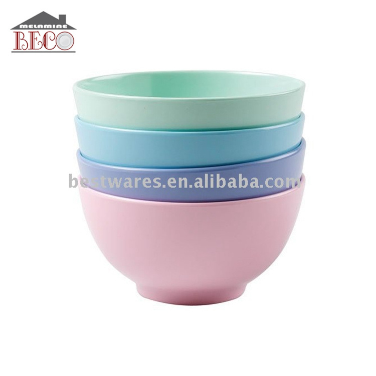 High Quality Chinese Candy Color Round Melamine Plastic Small Soup Rice Bowl