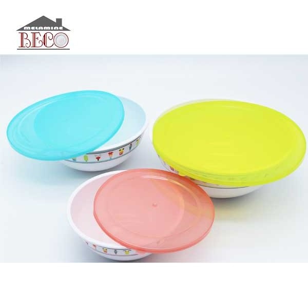 gift kitchen utensils tableware 3pcs melamine mixing bowl with lid