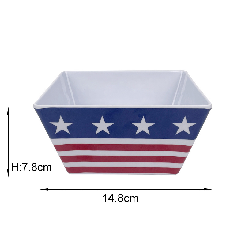 Square Melamine Salad Bowl Set Plastic Candy Bowl for USA Market