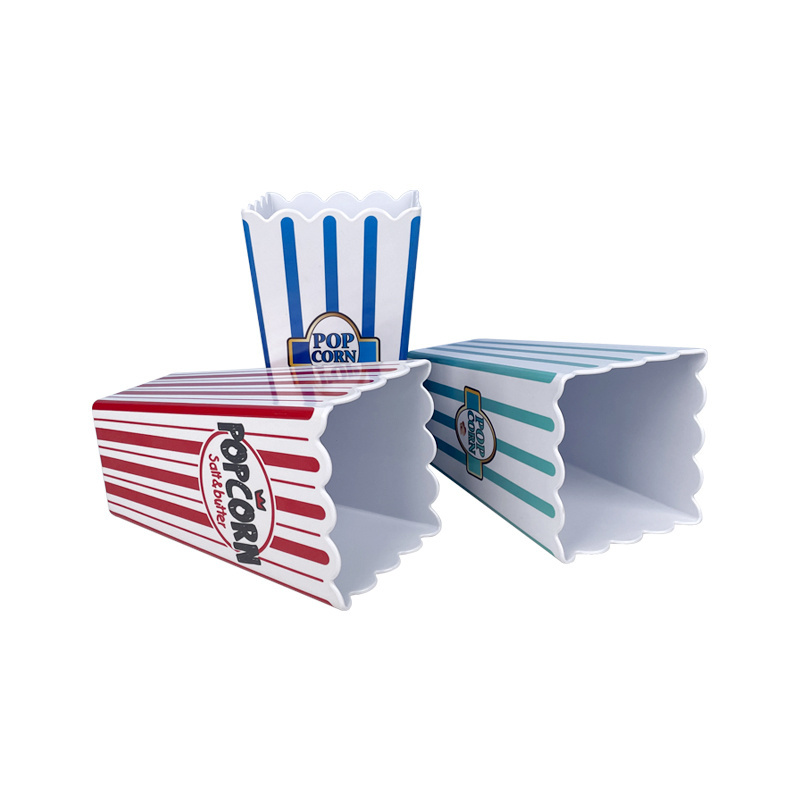 Blue white stripe wholesale 32oz plastic melamine popcorn bucket box bowl