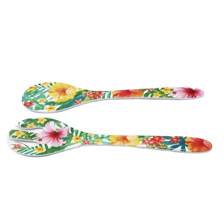 wholesale color plastic melamine cook salad factory spoon and fork