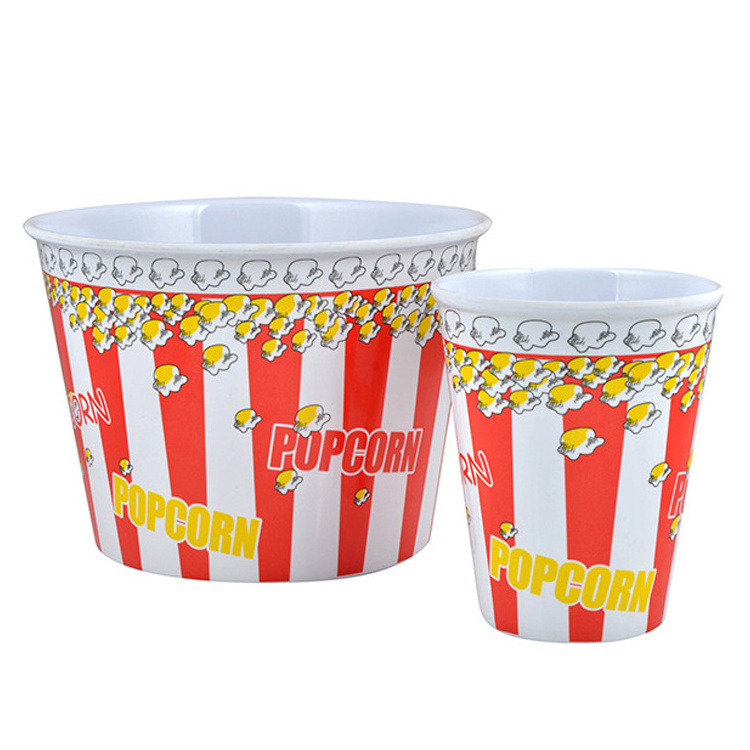 New design melamine popcorn fruit storage plastic bucket bowl