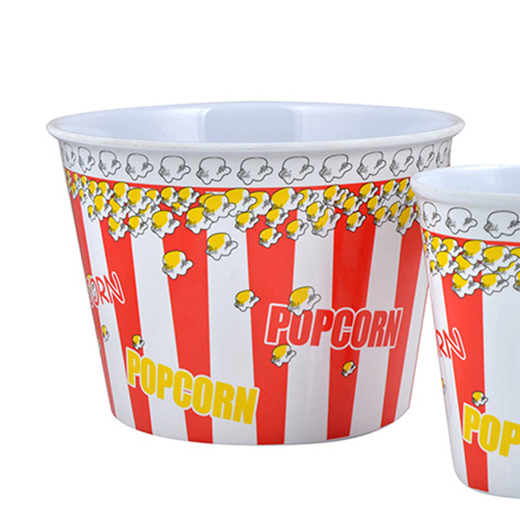 New design melamine popcorn fruit storage plastic bucket bowl