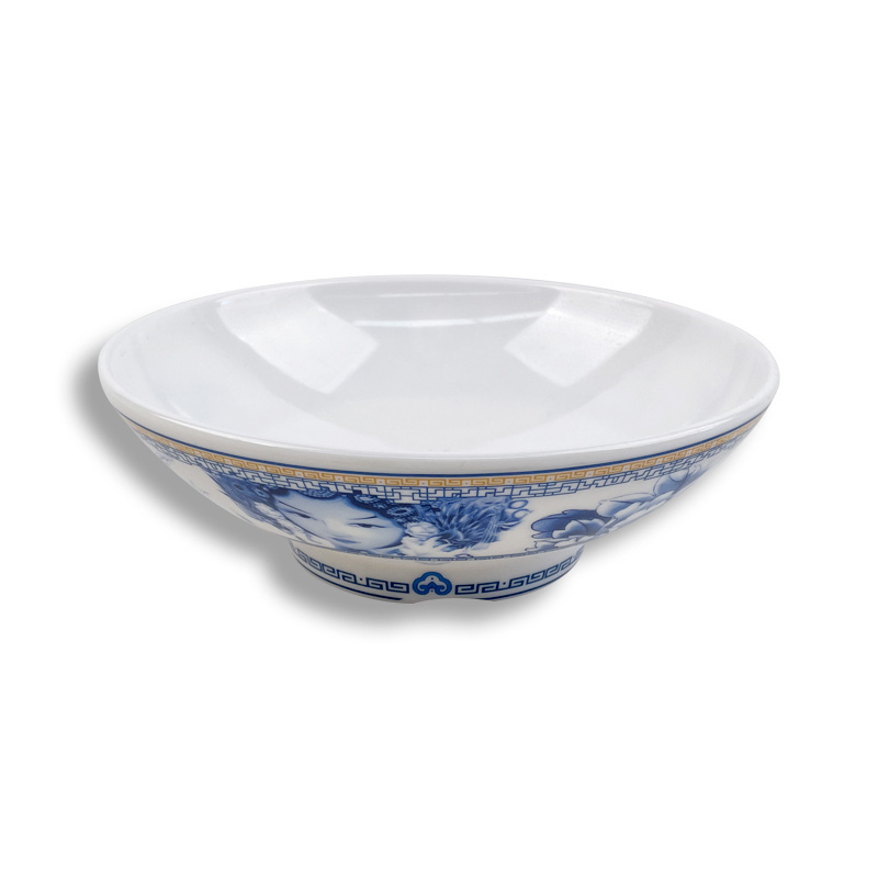 Wholesale Melamine Japanese Ramen for Restaurant Plastic Ramen Noodle Pho Bowl White and blue Udon Bowl