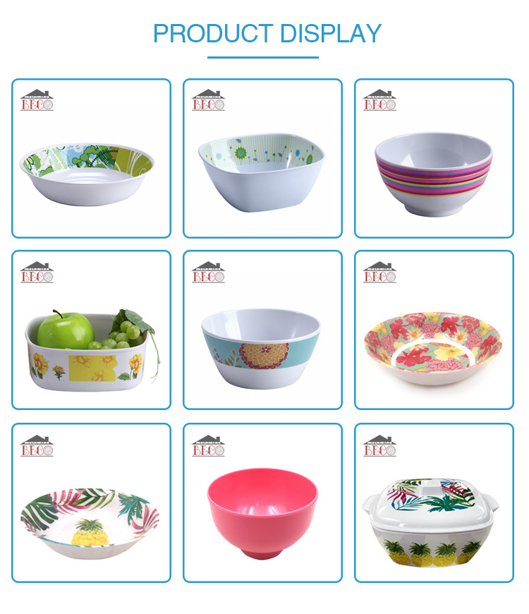 cheap price custom color pattern design plastic melamine ware cereal fruit salad bowl