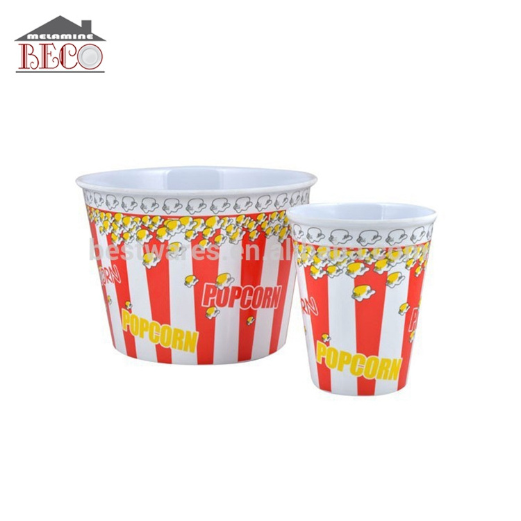 New design melamine popcorn fruit storage plastic bucket bowl