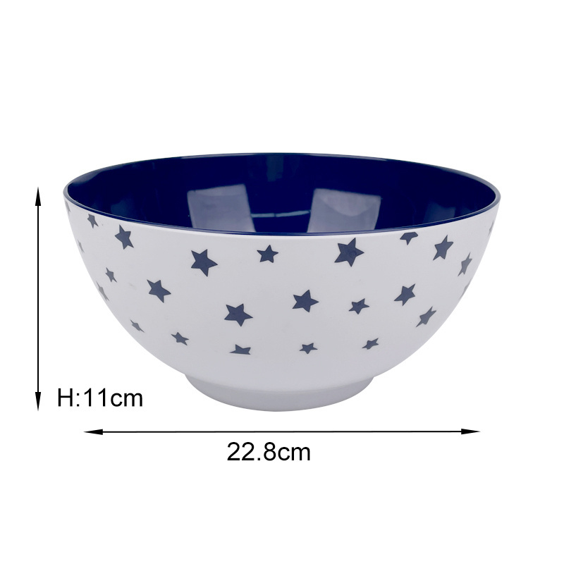 China manufacturer Blue and white large salad fruit cereal melamine bowls