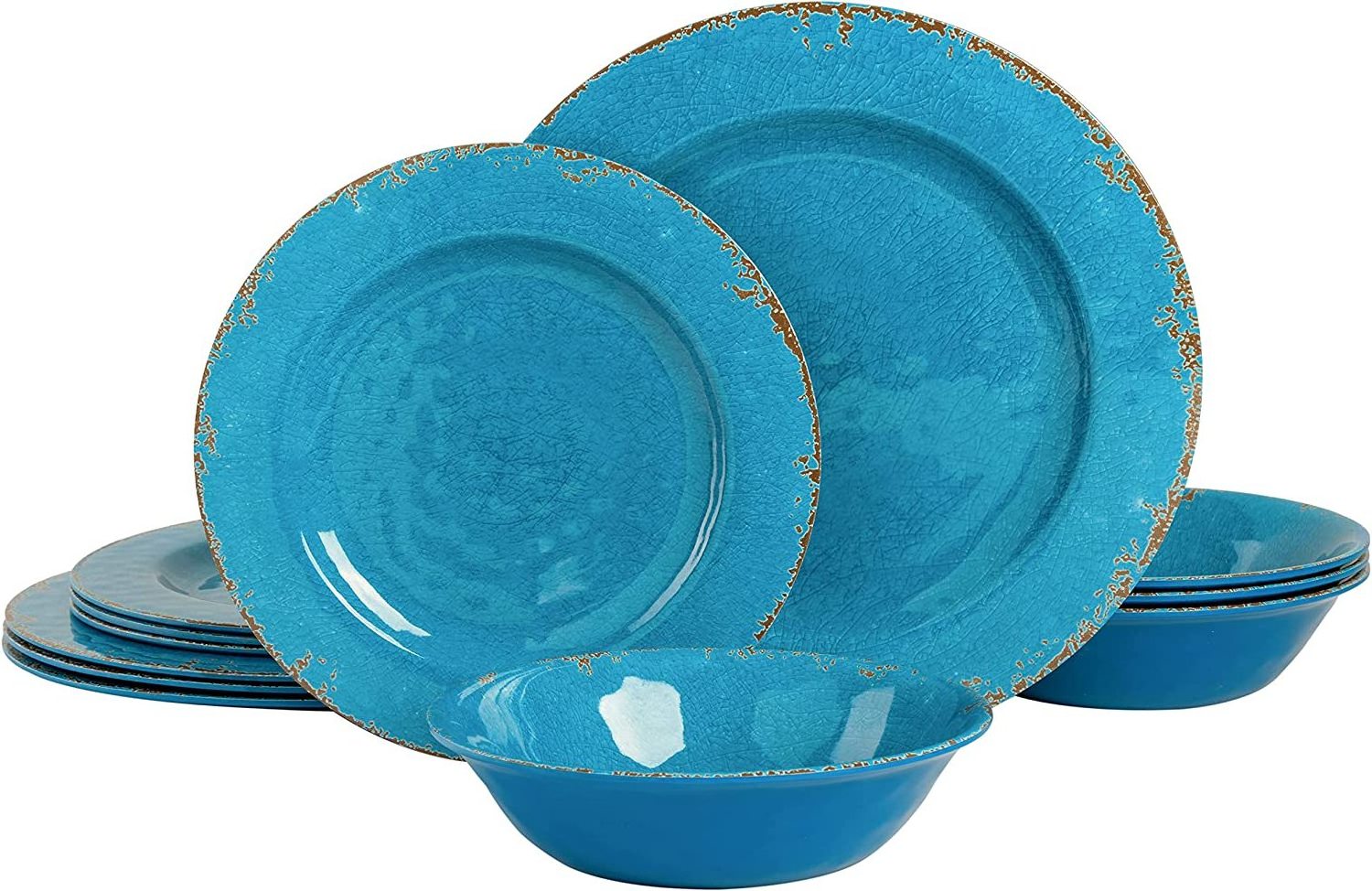 Melamine Dinnerware Sets Dinner Set For 4 People Camping Break Resistant Dishwasher Safe