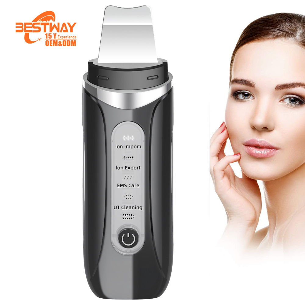 Professional Multifuncional Heating Anti Spatula Device Ultrasonic Peeling Facial scraper Pore Cleaner Sonic Skin Scrubber