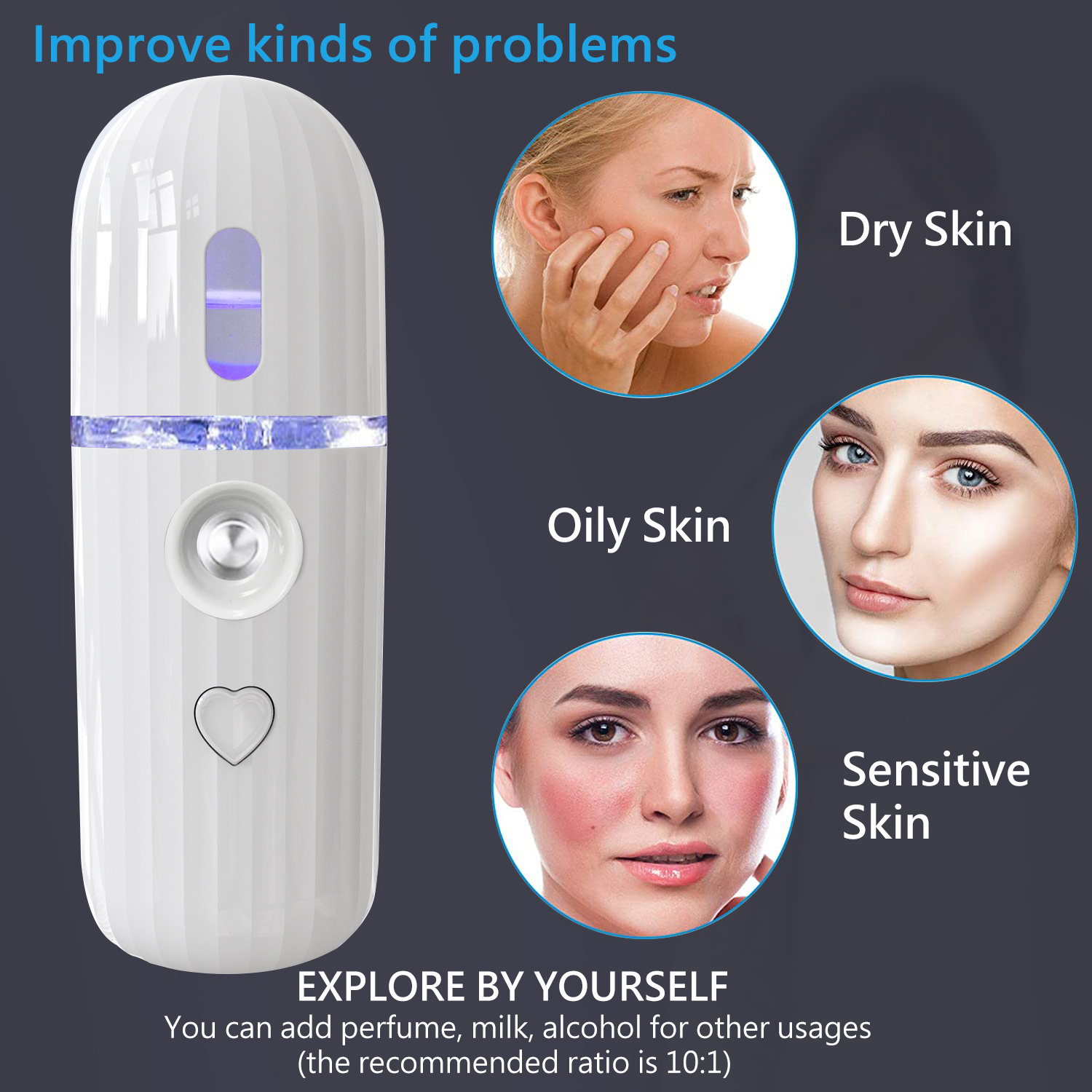 Mini Nano Spray Handy Mist Moisture Test Portable Face Nano Mist Sprayer Moisturizing Facial Spray