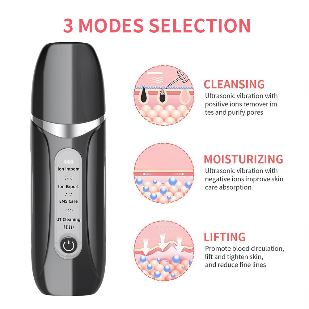 Professional Multifuncional Heating Anti Spatula Device Ultrasonic Peeling Facial scraper Pore Cleaner Sonic Skin Scrubber