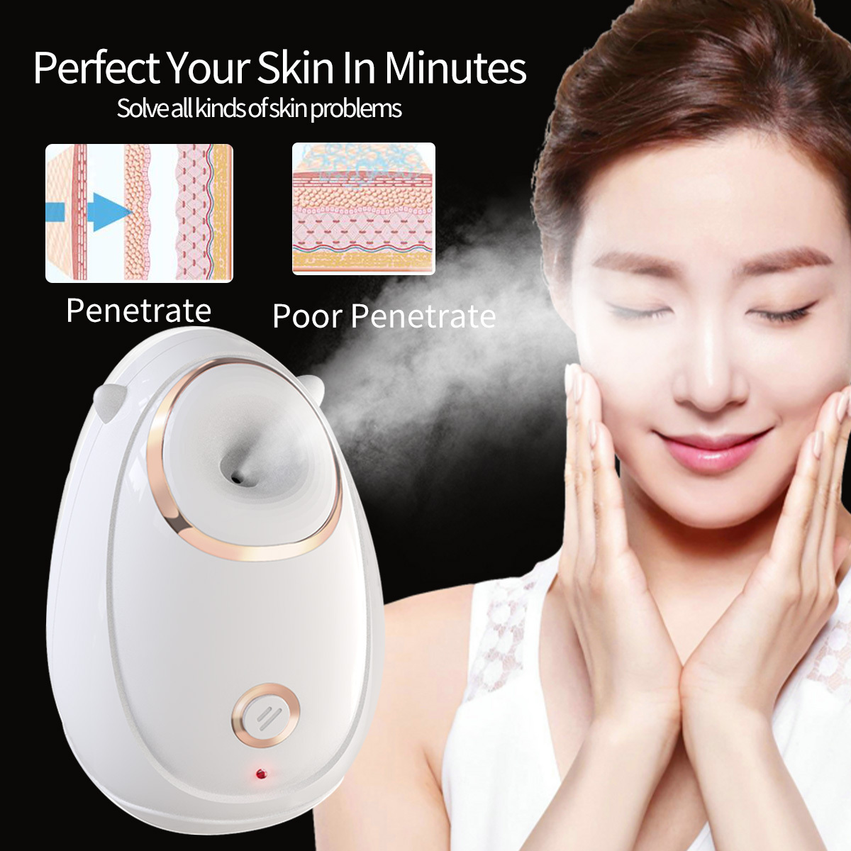 Hot Travel Professional Personal Face Nano Spray Mist Beauty Instrument Humidifier Home Use Ionic Smart Facial Steamer