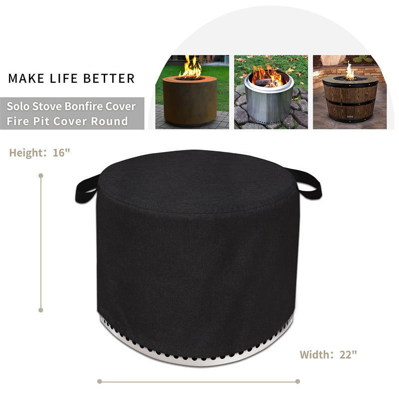 Heavy Waterproof Fire Pit Cover 600D Camping Fire Pit Accessories for Stove Bonfire All Weather Protection Fire Table Cover