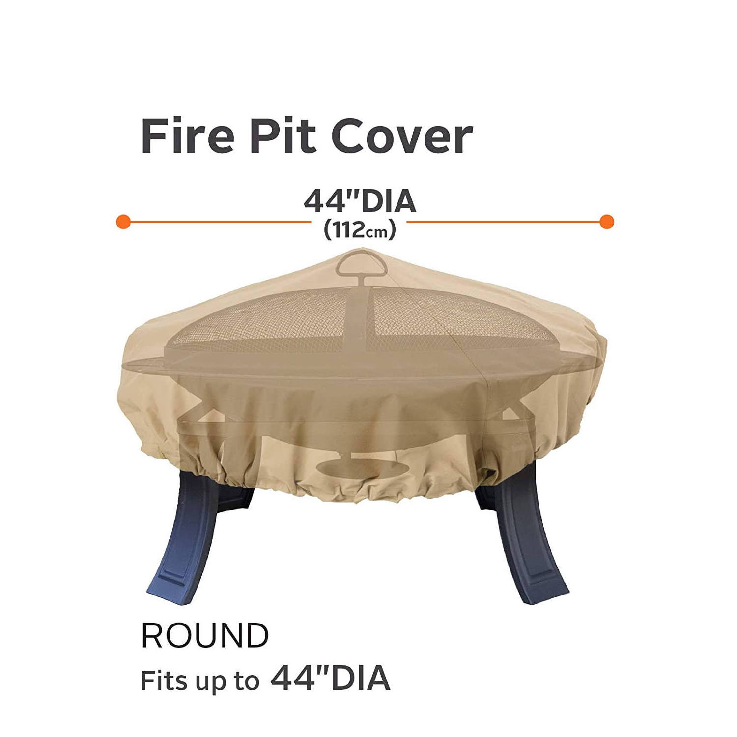 600D Polyester Heavy Duty Water-Resistant 44 Inch Round Fire Pit Cover