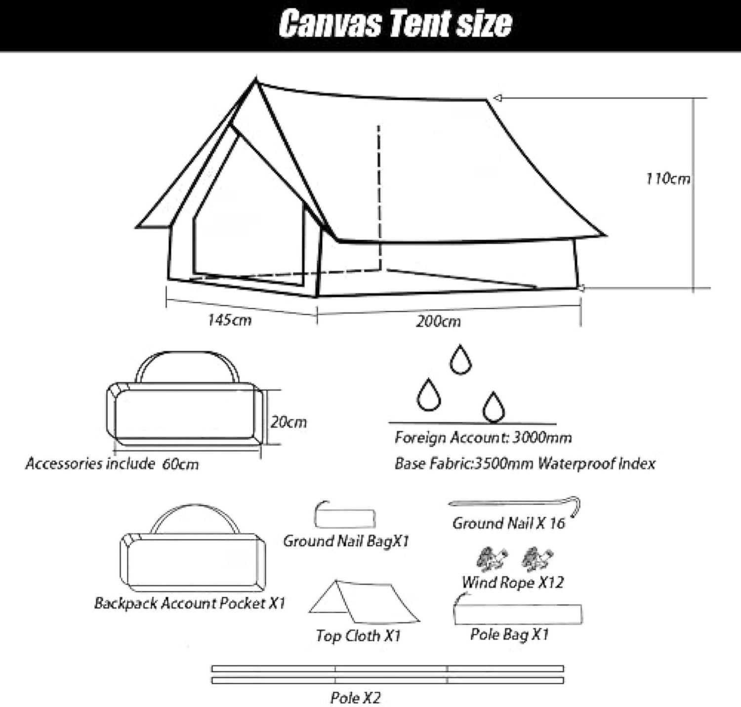 Waterproof Outdoor Camping Cotton Canvas Yurt Glamping Tent Bell Tent