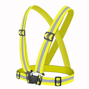 cheap safety fluorescent yellow reflective straps vest for bicycle reflective running gear