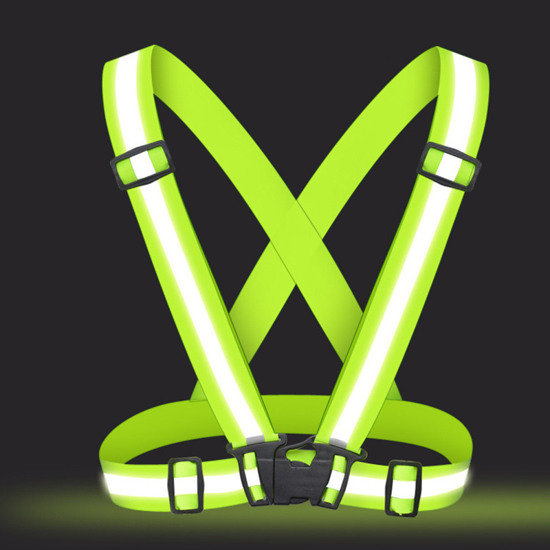 cheap safety fluorescent yellow reflective straps vest for bicycle reflective running gear