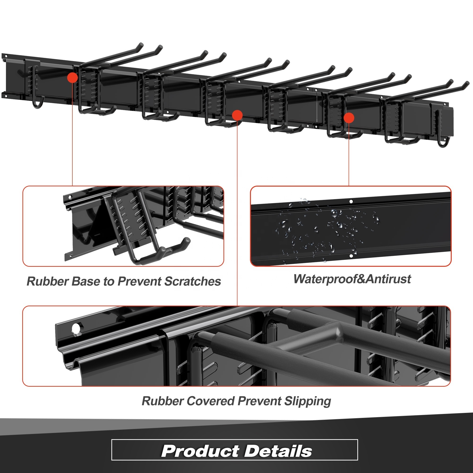 Heavy Duty Steel With Powder Coated Wall Mounted Tool Garage Storage Organizer Rack System, Garage Tool Storage Rack