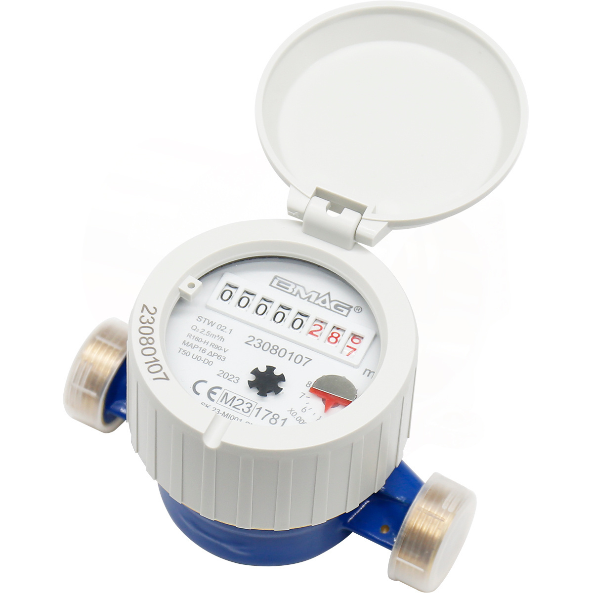 BMAG DN 15 DN 20 R160 Reinforced Glass Single Jet Domestic Water Meter Single-Jet Mechanical Water Meter Reader With Pulse Line