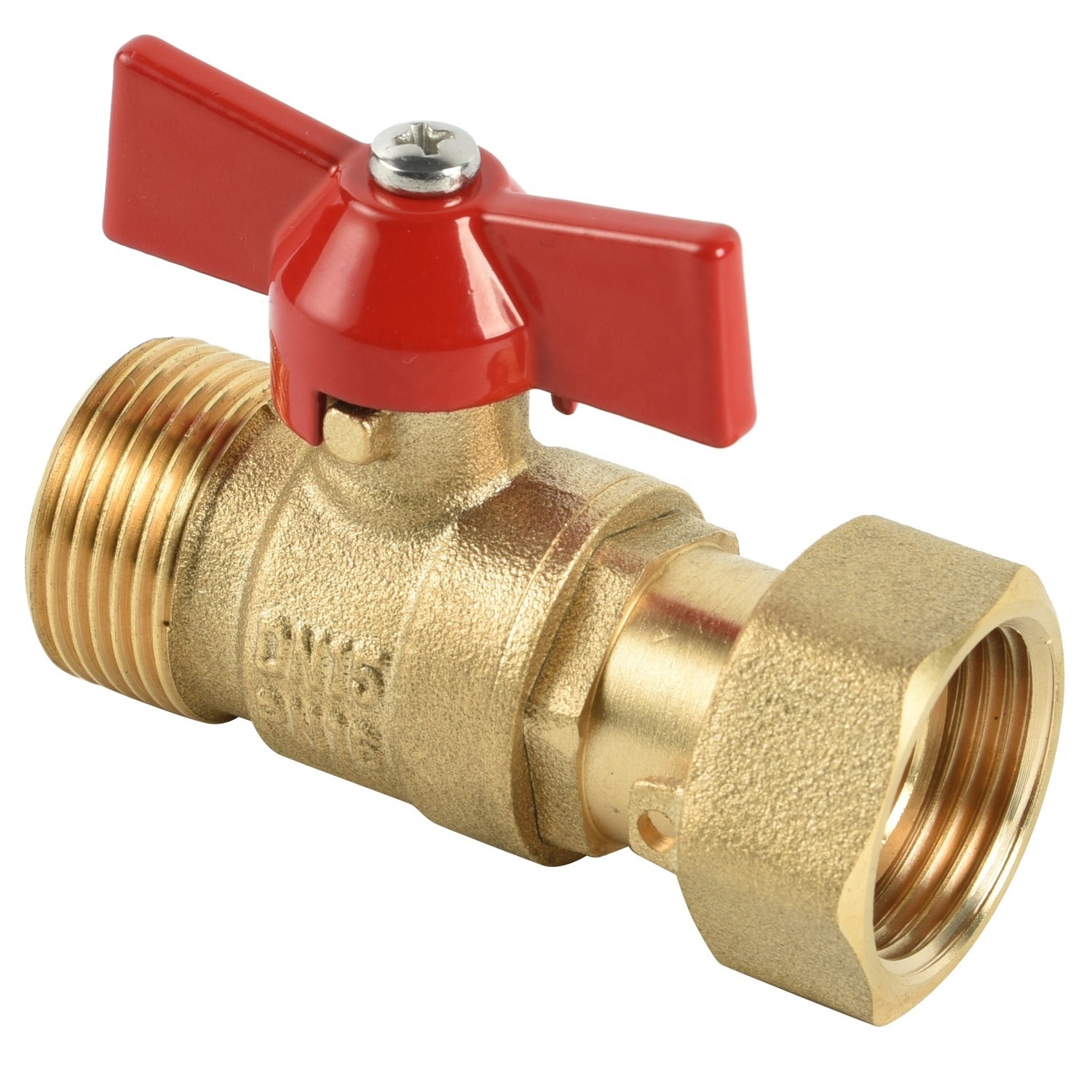 BWVA 1/2IN 3/4IN PN10/PN16 Al Butterfly Handle Male Ball Water Meter Valve Brass Lockable Valve With Lock For Water Use