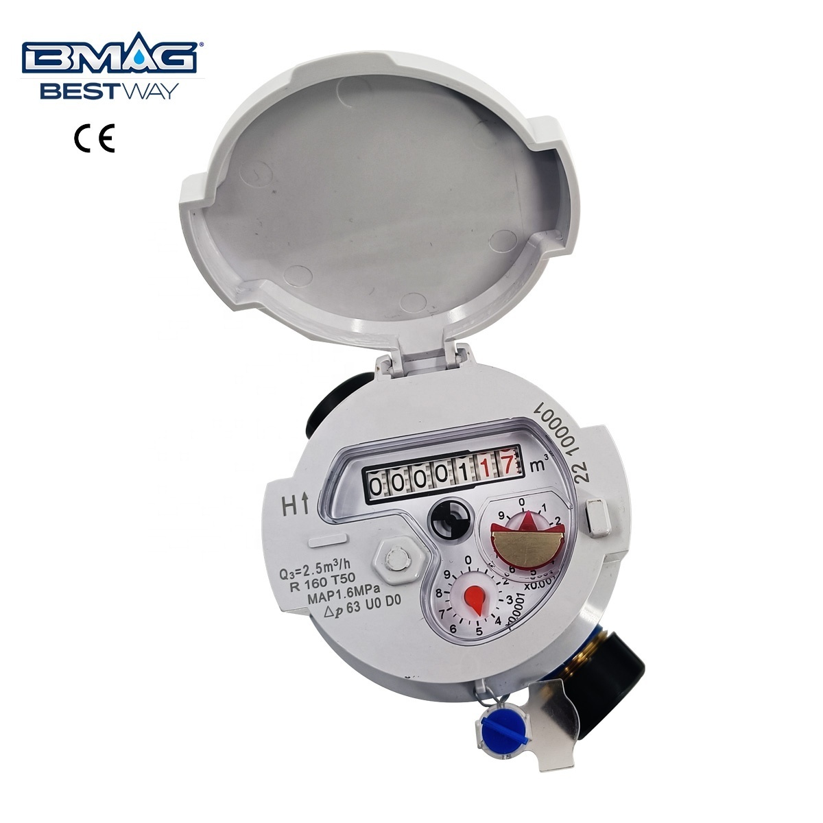 BWVA 1.6Mpa R160 T50 Single Jet Mechanical Dry Dial Smart Water Meter With NB-IoT Lorawan Wireless Communication