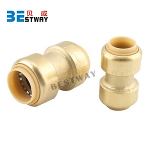 Plumbing Brass Push Fit Fittings Quick Release Bite Fittings Brass Equal Coupling Connector Pushfit Fitting For Pex Water Pipe