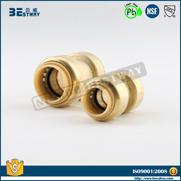 Plumbing Brass Push Fit Fittings Quick Release Bite Fittings Brass Equal Coupling Connector Pushfit Fitting For Pex Water Pipe