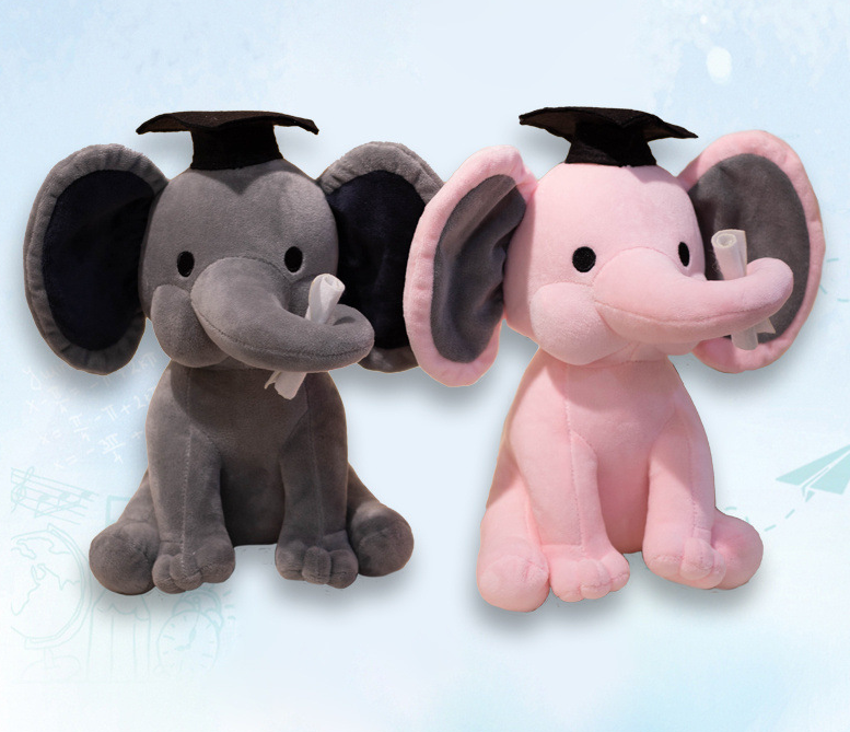 2023 Professional Manufacturer Baby Soft Toy Stuffed Animal graduation elephant