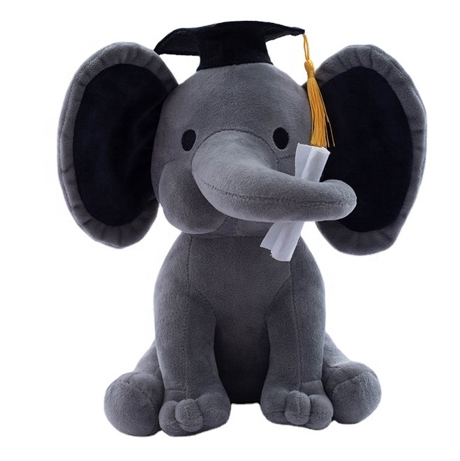 2023 Professional Manufacturer Baby Soft Toy Stuffed Animal graduation elephant