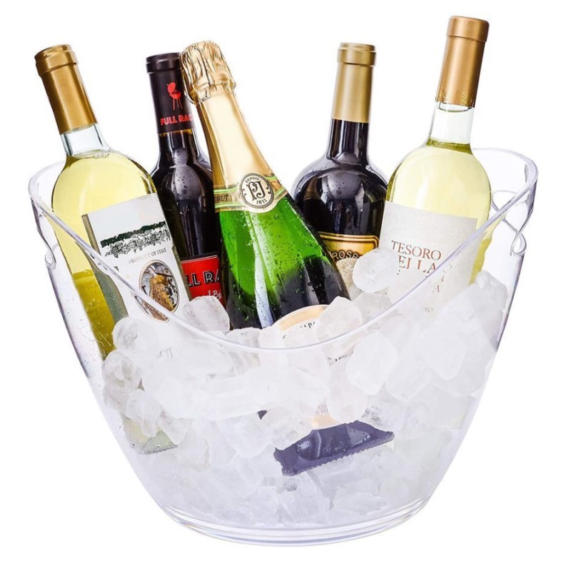 Bar Accessories 4L 8L 12L Large Capacity Oval Plastic Clear Transparent AS Beer Champagne Wine Storage Ice Bucket