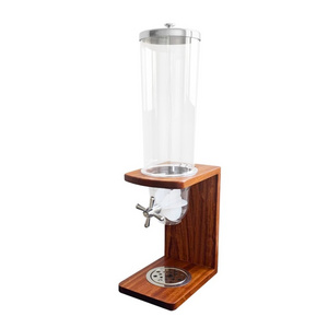 Single Canister Plastic Oatmeal Grain Distributor Cereal Dispenser with Wooden Base