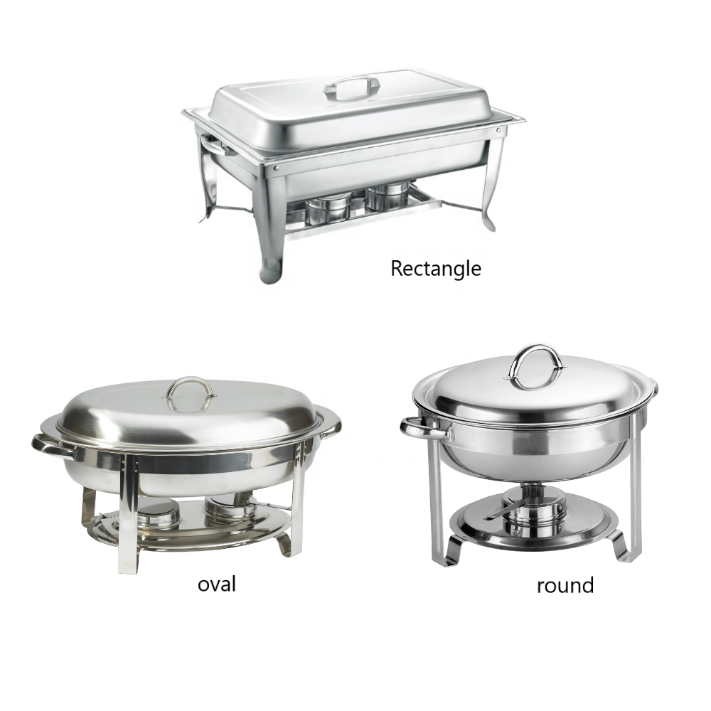 Restaurant Hotel Foodservice Rectangle Round Oval Economy Stainless Steel Buffet Chafer Display Food Warmer Chafing Dish