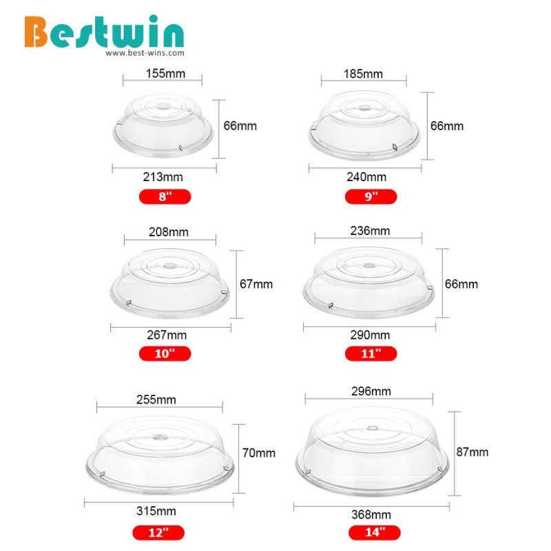 Clear Plastic Polycarbonate Restaurant Dish Dome Plate Cover for Food