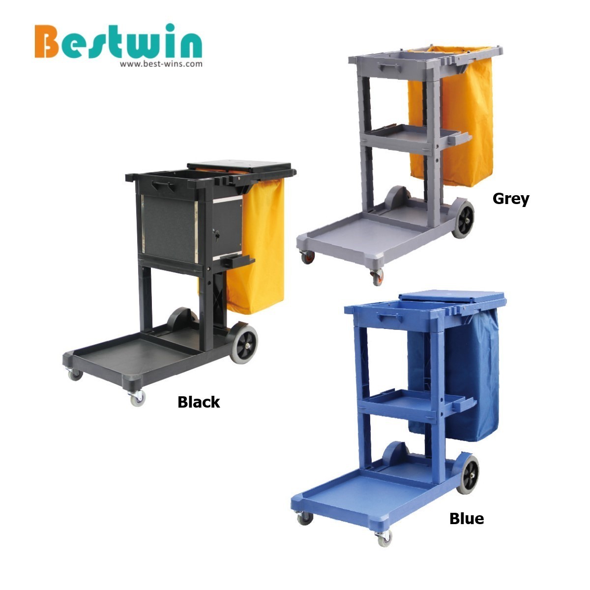 Hotel Hospital Mall Rooms Plastic Cleaning Tool Janitorial Cart Housekeeping Trolley