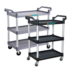 31"x16"x36" Multifunctional 3-Shelf Heavy Duty Food Service Trolley Plastic Utility Cart