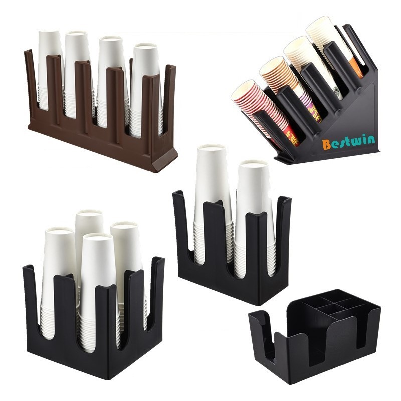 2/4/8 Compartment Plastic Coffee Cup Lid Holder Storage Organizer Paper Cup Dispenser for Bar Counter Cafe Restaurant Buffet