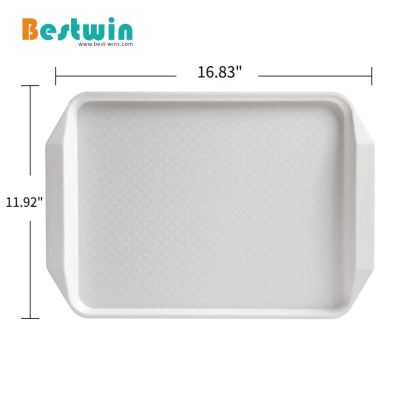 Catering Restaurant Supplies Black Plastic Polypropylene PP Fast Food Serving Trays with Handle