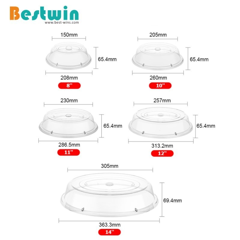 Clear Plastic Polycarbonate Restaurant Dish Dome Plate Cover for Food