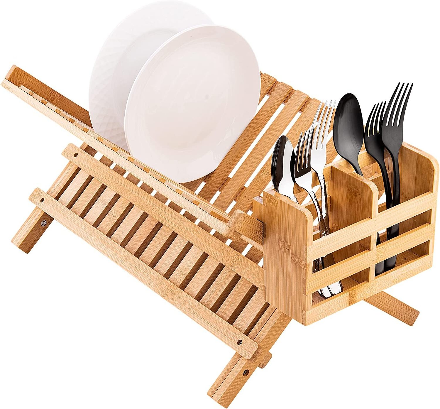 Hot Sale Collapsible Dish Drying Rack - Bamboo 2-Tier Dish Drainer Kitchen Plate Rack for Kitchen Countertop - Foldable