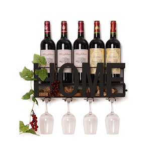 Home decor metal wall mounted wine bottle display rack