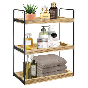 Hot sale paulownia wood 3-tier corner space savers countertop desk cabinet kitchen plate organizer spice storage display shelf