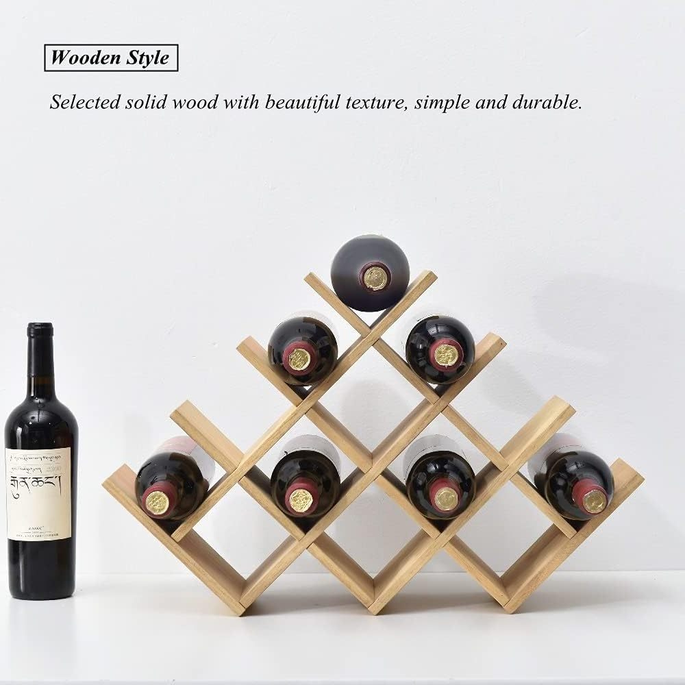 High Quality Wooden 13-Bottle Wine Rack - Nature Wood 4-Tier Wine Display Rack/Free Standing  Wine Storage Shelf - Bottle Holder