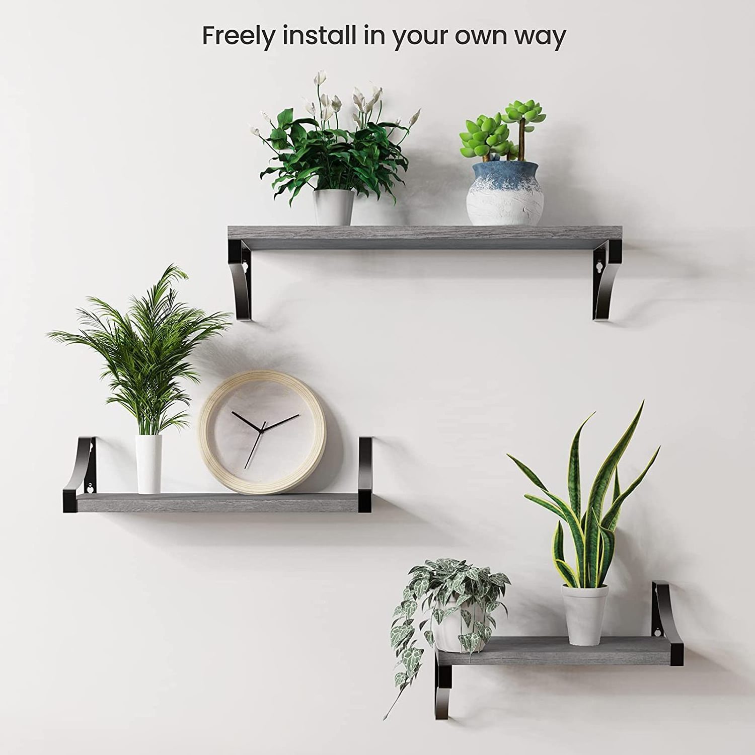 Hot sale wall floating ledge shelf small rack simple storage holders black ledge shelves for living room