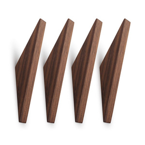 Factory Black Walnut Wood Natural Wooden Coat Hooks Wall Mounted Single Wall Wood Hook Rack