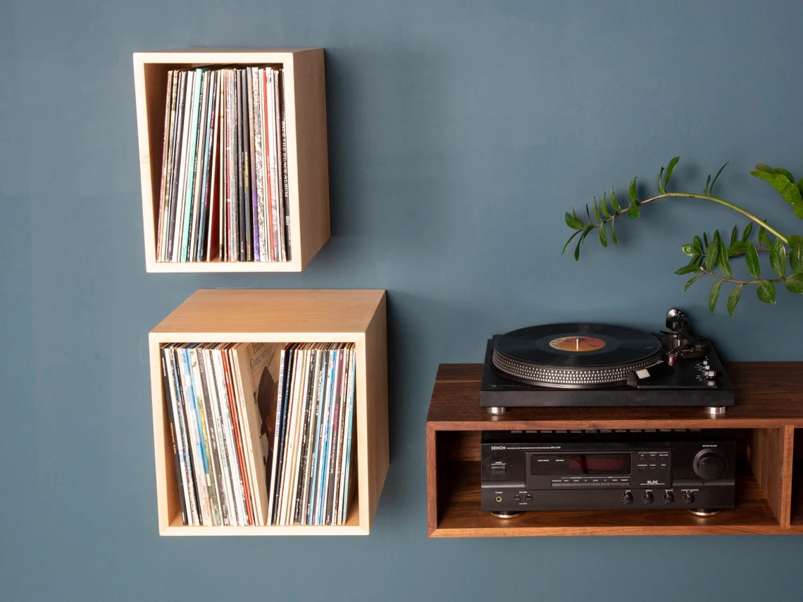 Hot sale Floating Vinyl Record Storage Shelves Wall storage rack Wooden wall shelf  shelving