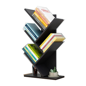 High quality rustic wood desktop bookshelf small book storage rack book tree organizer shelf