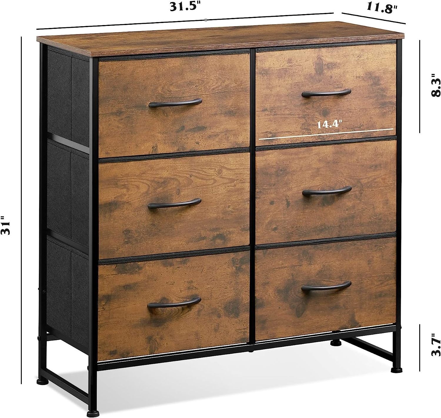 New style 6 Drawer Double Dresser, Storage Tower with Fabric Bins  Chest of Drawers for Closet