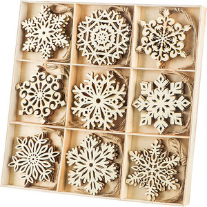 Hot selling 12 Wooden Snowflake decorations 3 "Christmas craft decorations Wooden Hanging decorations Country style