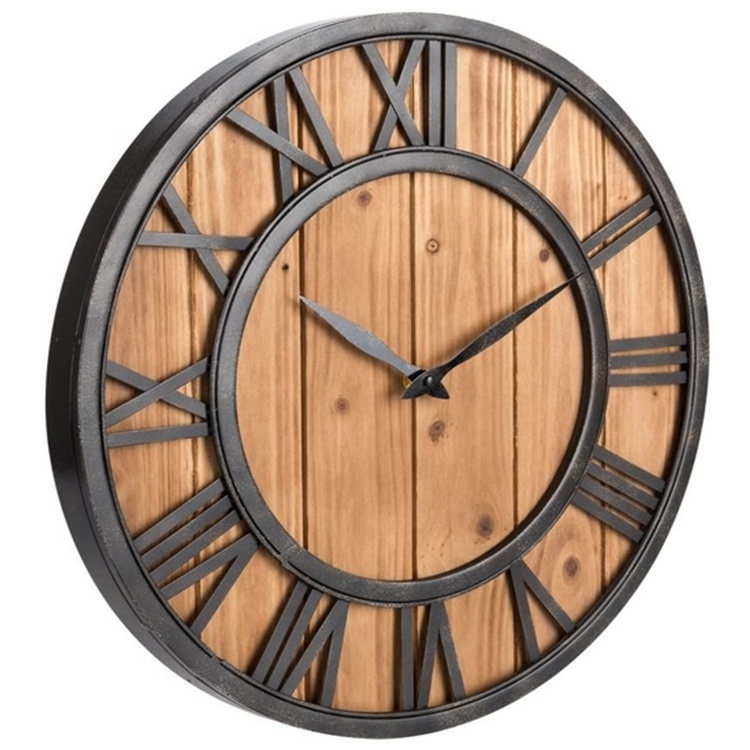 High quality round wall clock  wooden frame wooden  modern for office wall clock