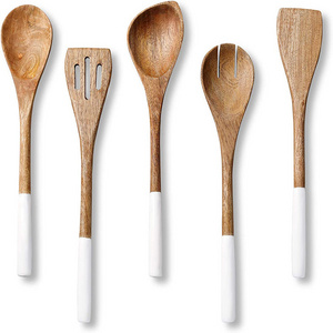 Hot sale kitchen wooden melamine spoons utensils set for cooking